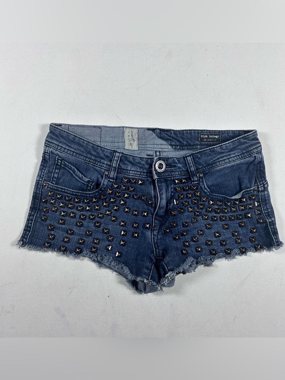Vintage Volcom Woman’s Cut Off Shorts Fits 28 High Voltage Studded Distress Y2k